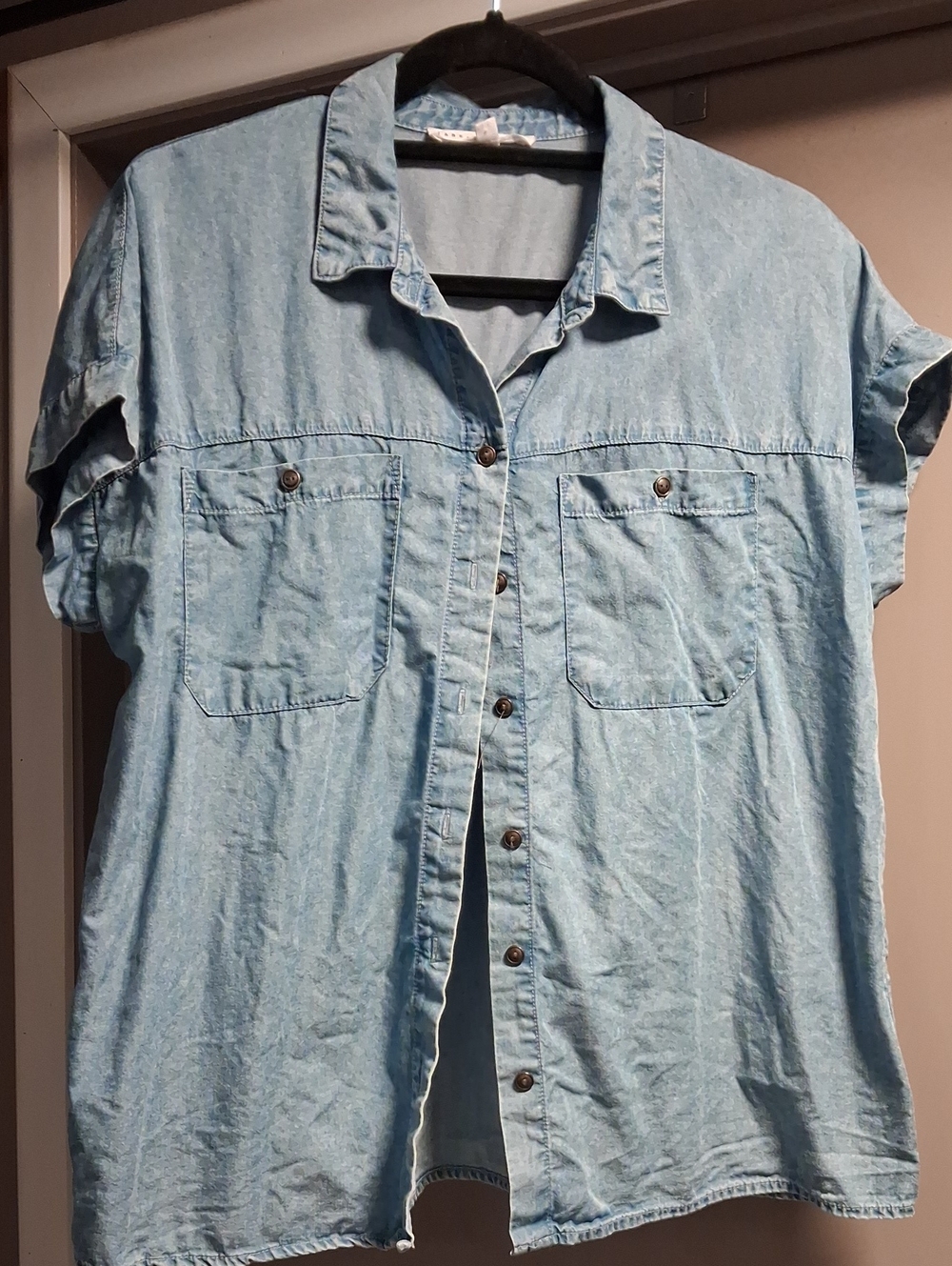 Jane and Delancey Light Wash Denim Button-Front Top